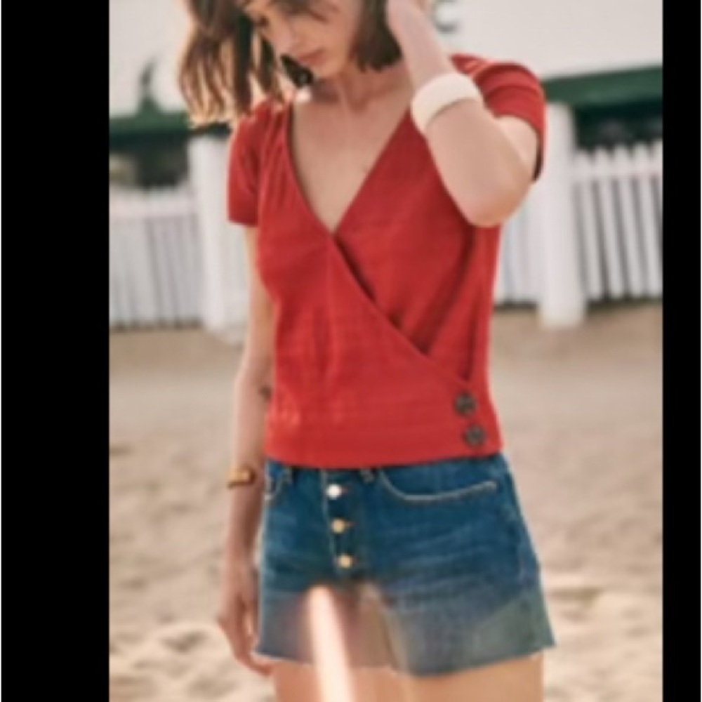 Sezane Scarlet Wrap Blouse